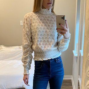 Sheer Turtleneck Blouse